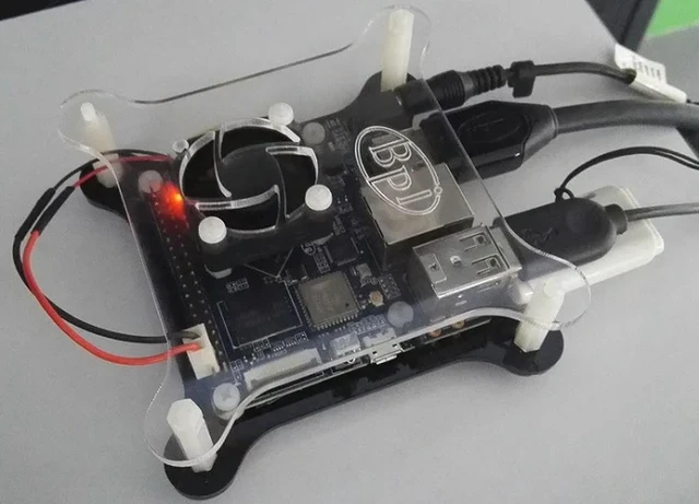 Alt view image 2 of 3 - BPI-M2+ Acrylic case with Fan only for Banana Pi M2 Plus board note only shell