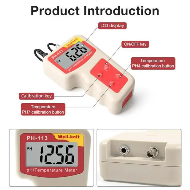 Alt view image 2 of 3 - LCD Digital pH Meter for Aquarium Water Control Measures pH 0.00-14.00 and Temperature 0-100 C with ATC Feature