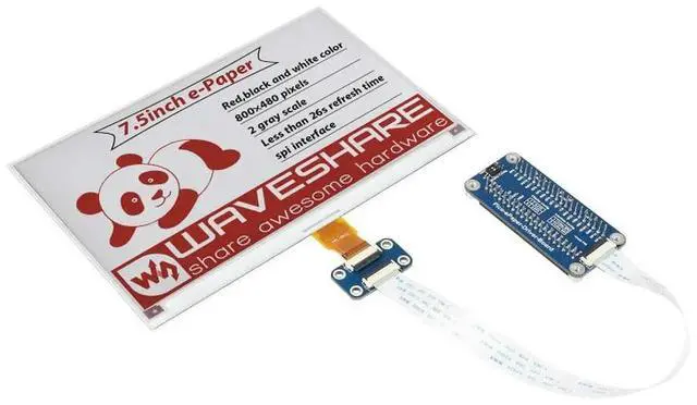 Main image of 7.5inch E-Paper E-Ink Display Module (B) for Raspberry Pi Pico, 800×480, Red / Black / White, SPI