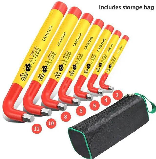 Main image of Hand Tool Set Alloy Steel Wrenches Yellow Insulated Hex Key Alloy Steel Construction High Hardness Alloy Steel
