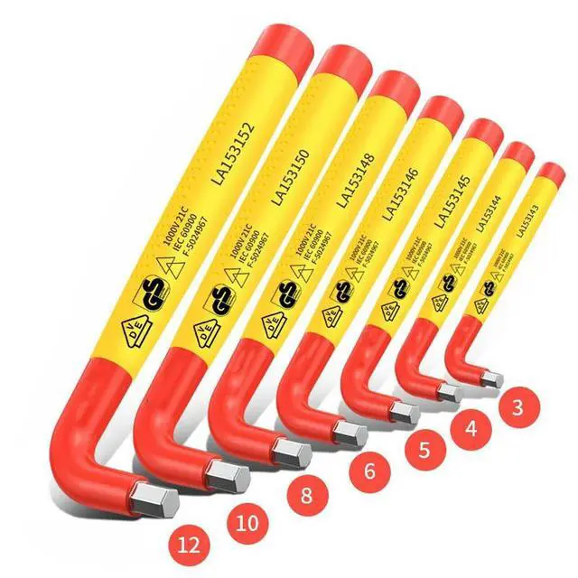 Alt view image 2 of 3 - Hand Tool Set Alloy Steel Wrenches Yellow Insulated Hex Key Alloy Steel Construction High Hardness Alloy Steel
