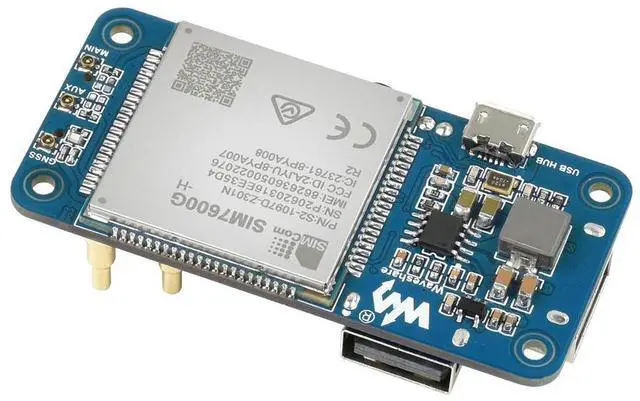 Alt view image 2 of 3 - SIM7600G-H 4G Hoed (B) Voor Raspberry Pi, lte Cat-4 4G / 3G / 2G Ondersteuning, Gnss Positionering, Global Band