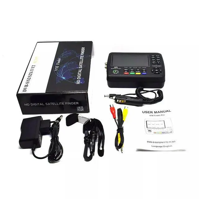 Alt view image 3 of 3 - V10 Digital Satfinder Meter with Full HD For 1080P LCD Display Support DVB-S X T T2 C and H.265 Video Decoding Standards