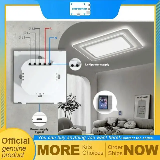 Main image of 86-Type ligent Home Control Panel with 3.5-Inch Display, Physical Button Input and Bluetooth Mesh Hub