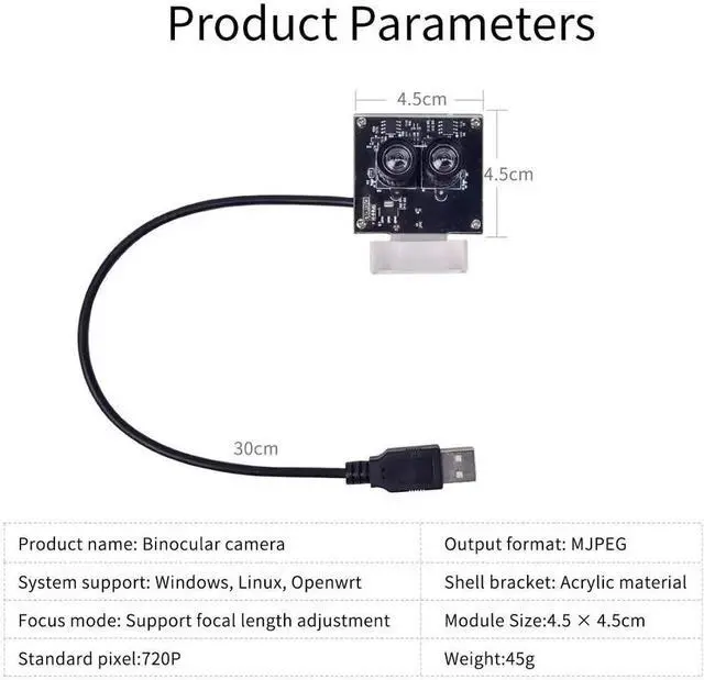 Alt view image 2 of 3 - Robot Camera VR Camera with USB Cable, 720P 1MP Binocular Robot Camera Wide Angle Lens