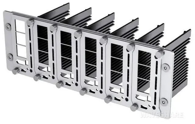 Main image of PiRack-M6F multi-node server cluster kit for Raspberry Pi 4/5, 10inch rack width, 2U mounting space