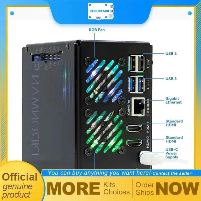 Main image of Pironman 5-Max Tower Case for Raspberry Pi 5 with Dual M.2 PCIe Slots and Programmable RGB Lighting