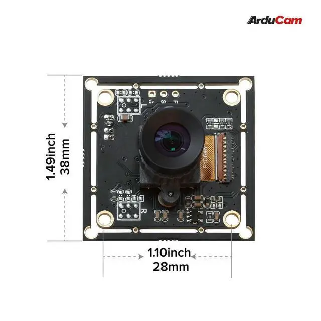 Alt view image 2 of 3 - Arducam 2MP OV2311 Global Shutter Monochrome USB Camera Board With Low Distortion M12 Lens Without Microphones