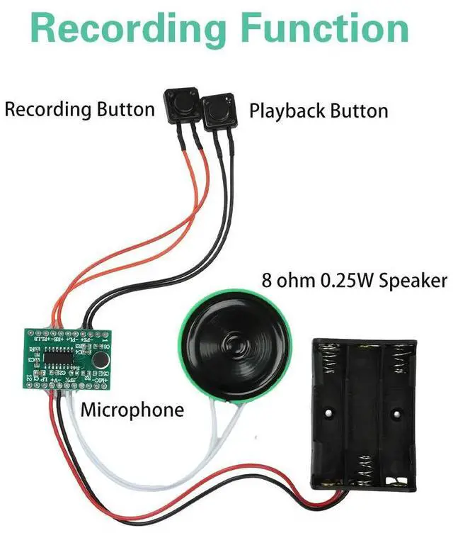 Main image of 60-second Recording Playback DIY Voice Greeting Card Module Cable Extened For Christmas Birthday Card ELectronic Kit