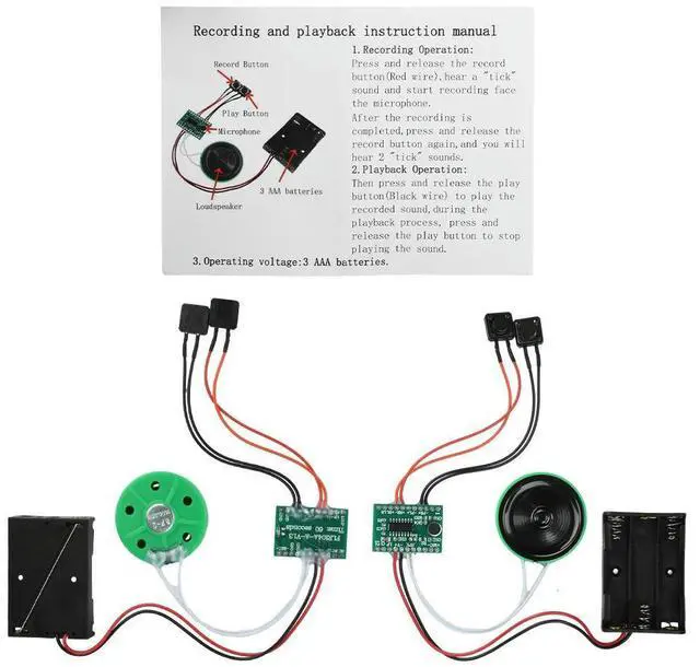 Alt view image 3 of 6 - 60-second Recording Playback DIY Voice Greeting Card Module Cable Extened For Christmas Birthday Card ELectronic Kit