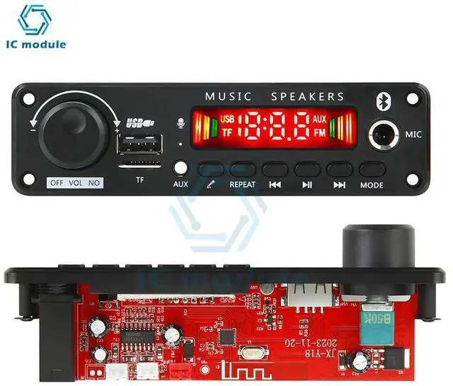 Alt view image 2 of 6 - DC6-18V 25W+25W MP3 Player Decoder Board BT FM Radio TF USB 3.5mm AUX Mic Module Bluetooth Receiver Car kit Audio