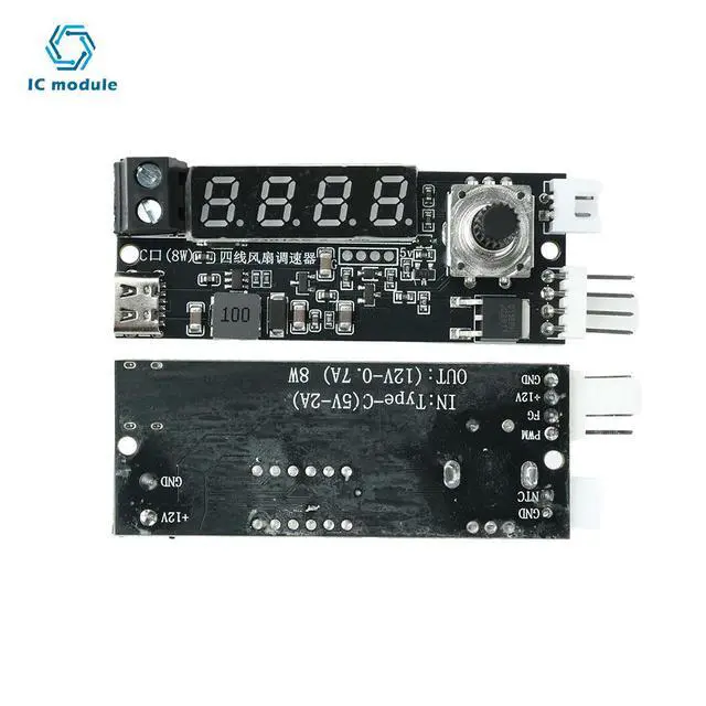 Alt view image 2 of 3 - USB-C Powered PWM Fan Speed Control Module Temperature Display for Computer Cooling Server Rooms Motor Control