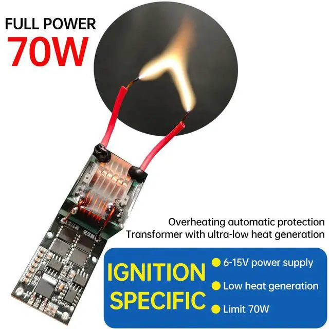 Alt view image 2 of 3 - DC 6-15V to AC 10KV-25kV Arc Igniter High Voltage Module Driver Board Transformer Lighter Boost Spark Arc Ignition Coil Module
