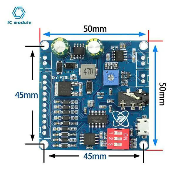 Alt view image 3 of 6 - DC 6-35V 9-Channel Voice Playback Module DY-F20L Low Level Trigger Audio Module with 20W Amplifier for Industrial Sites