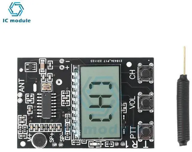 Main image of FM Walkie Talkie Circuit Board All-in-One Module FM Transmitter Receiver Module 7 Frequency 27-480MHz DC3.3-6V