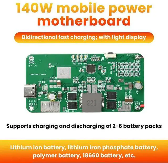 Main image of PD140W Bidirectional Fast Charging IP2366 2S- 6S Lithium Charge Li-ion Lifepo4 BMS Charger TYPE-C Buck Converter