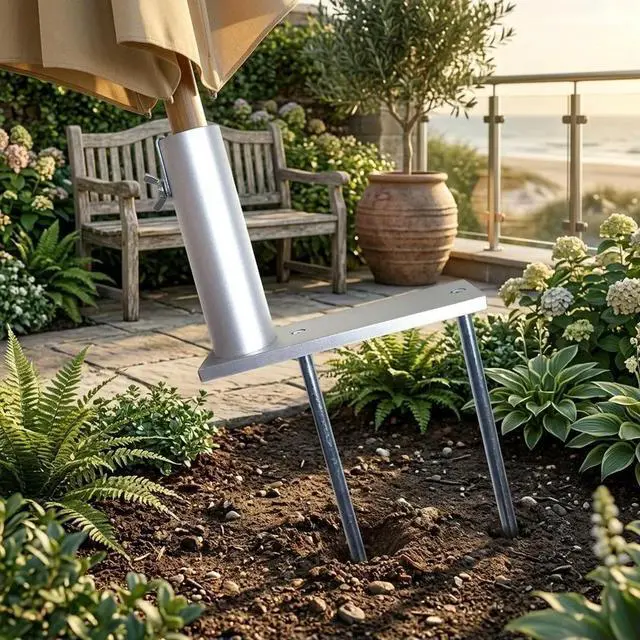 Alt view image 6 of 6 - Sun Umbrella Stand Spiral Type Ground Anchor for Beach Camping and Outdoor Use 32.5cm l Silver Lightweight Design
