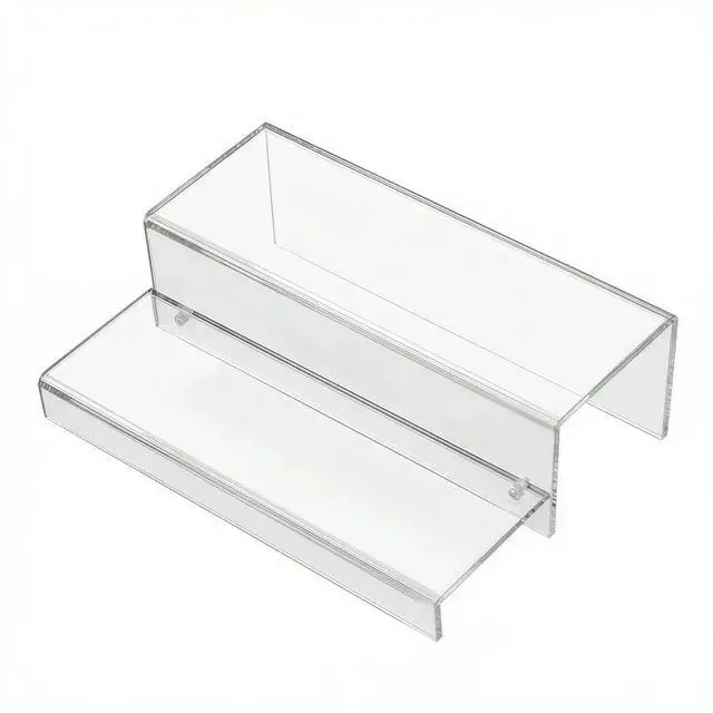 Alt view image 4 of 6 - Acrylic 2 Tier Wine Rack Display Stand for Liquor Bottles Whiskey Perfume Cakes Bar Organizer Transparent Shelf