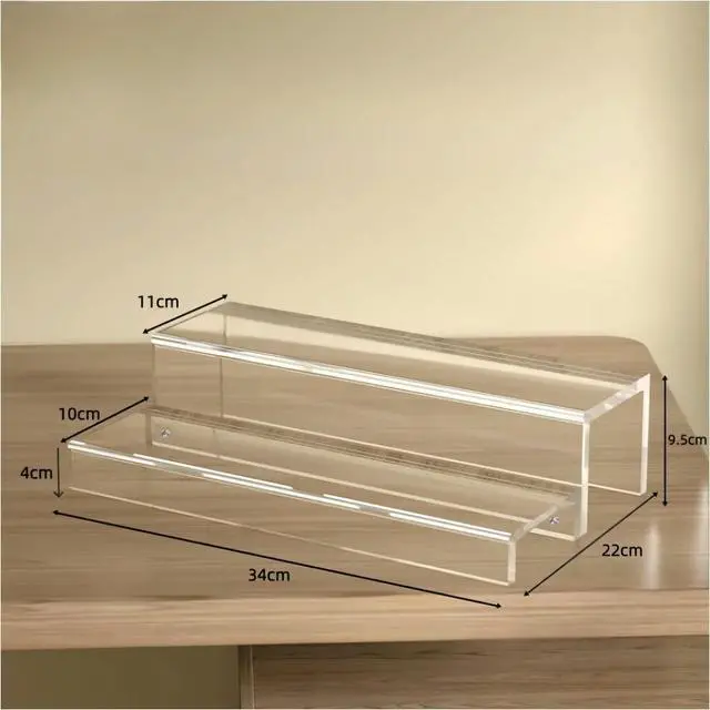 Alt view image 6 of 6 - Acrylic 2 Tier Wine Rack Display Stand for Liquor Bottles Whiskey Perfume Cakes Bar Organizer Transparent Shelf