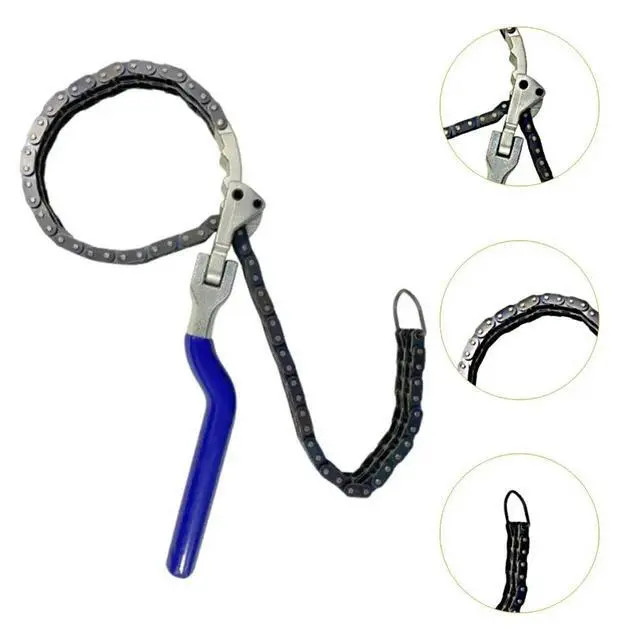 Alt view image 6 of 6 - Chain Filter Wrench with Adjustable Angle Handle and Double Hook Spring Lock for Secure and Efficient Oil Grid Disassembly