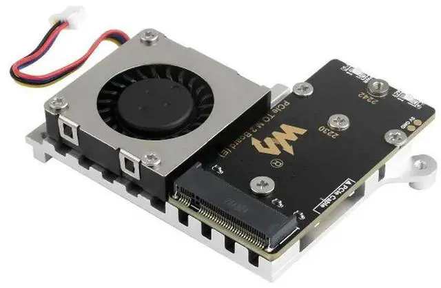 Alt view image 5 of 6 - PCIe To M.2 Adapter Board (E) For Raspberry Pi 5, With Cooling Fan, Compatible With 2242 / 2230 Size NVMe Protocol M.2 SSD