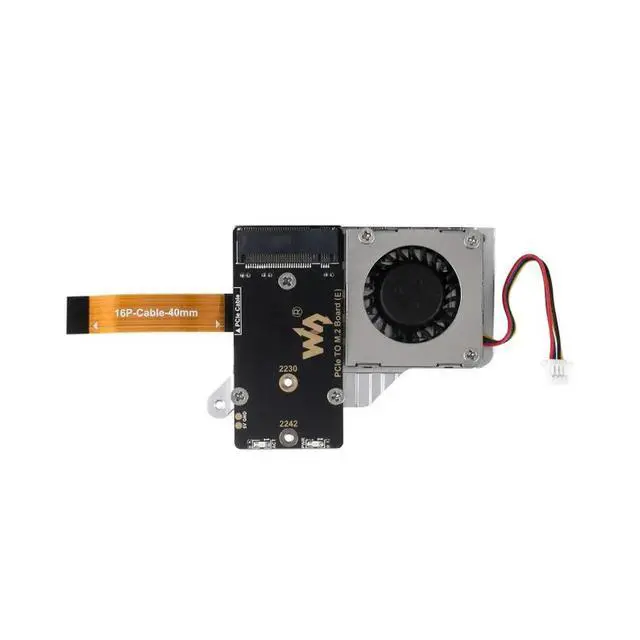 Alt view image 6 of 6 - PCIe To M.2 Adapter Board (E) For Raspberry Pi 5, With Cooling Fan, Compatible With 2242 / 2230 Size NVMe Protocol M.2 SSD