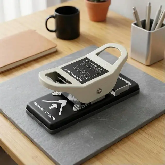 Alt view image 6 of 6 - 2-in-1 ID Badge Hole Punch Tool with Corner Rounder Function for PVC Cards Paper Craft Projects Punches Through 1.2mm Materials