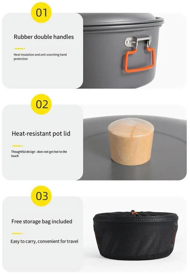 Alt view image 5 of 6 - 7 5L Aluminum Stew and Boil Pot for Camping and Picnic Outdoor Cooking with Construction for Group Meals