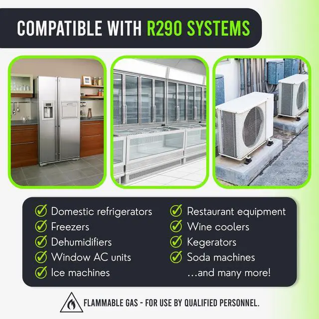 Alt view image 5 of 7 - R290 Refrigerant 3-Pack - 8oz Upright Charging Self Sealing Can - Can Stand Upright While Charging - Made In The USA (Adapter Not Included)