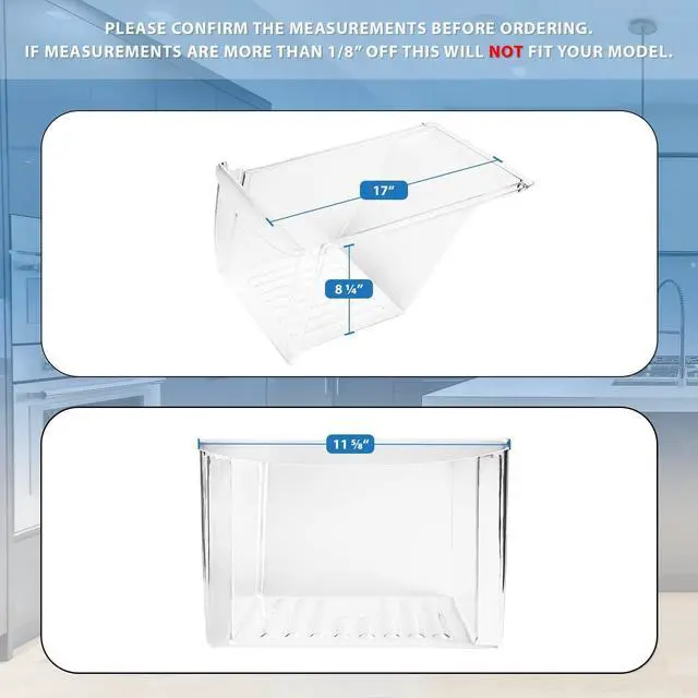 Alt view image 2 of 5 - Appliance UPGRADED 240337103 Crisper Bin Compatible with Frigidaire Refrigerator Shelf | Fridge Drawer | Refrigerator Parts - 240337100, AP2115741, 240323007