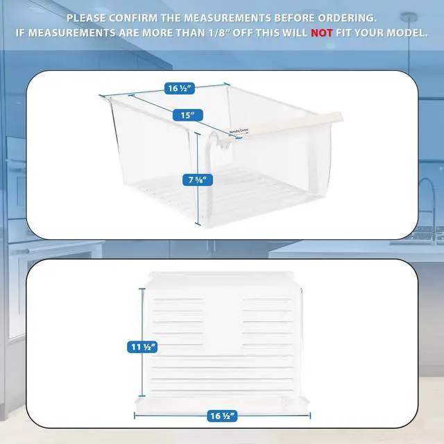 Alt view image 2 of 6 - Upgraded Appliance Parts 2188656 Crisper Bin (Upper) Compatible with Whirlpool Refrigerator | Fridge Drawers | Kenmore Refrigerator Parts | Whirlpool Shelf Replacement - WP2188656