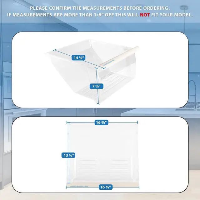 Alt view image 2 of 5 - Upgraded 2188664 Crisper Bin (Lower) Compatible with Whirlpool Refrigerator - WP2188656, WP2188664