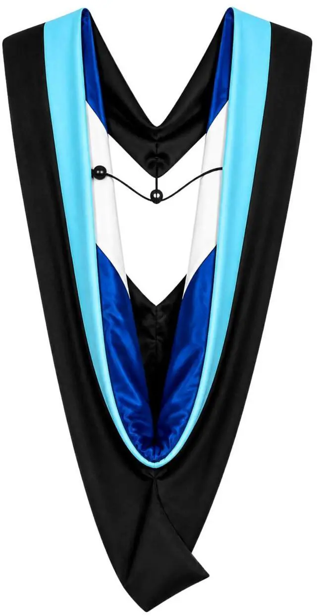 Main image of Master Graduation Deluxe Hood (Nursing, Social Work, Theology, MBA, M.Ed, M.Sc.) Apricot Salmon Peacock (Light Blue-Royal Blue/White)