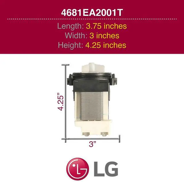 Alt view image 5 of 6 - 4681EA2001T Genuine OEM Drain Pump Assembly for Washing Machines