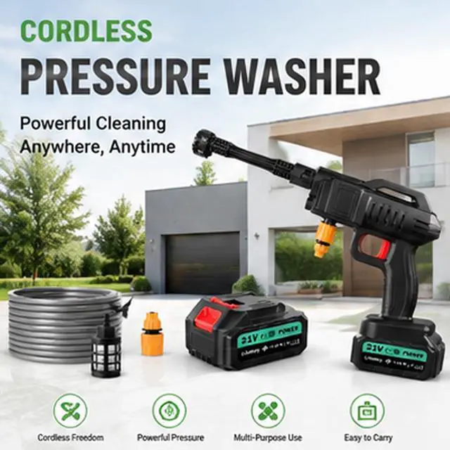 Alt view image 3 of 7 - Cordless Portable Washer, Handheld Washer, Battery Operated Washer for Car Home Outdoor Patio Garden, Lightweight Car Washer, Washer, Cleaner with 5M Elastic Hose