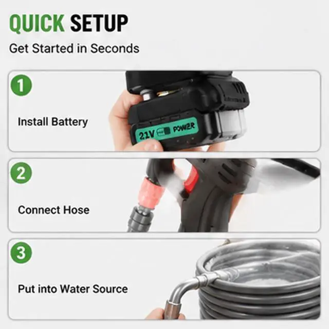 Alt view image 7 of 7 - Cordless Portable Washer, Handheld Washer, Battery Operated Washer for Car Home Outdoor Patio Garden, Lightweight Car Washer, Washer, Cleaner with 5M Elastic Hose