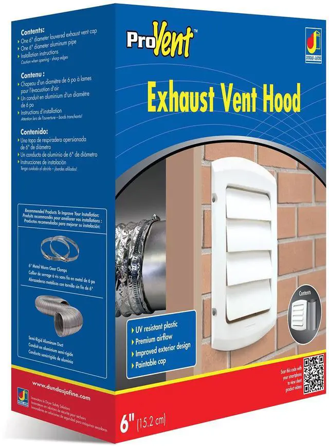 Alt view image 2 of 6 - BLH6WZW 6 inch White Louvered Vent Hood