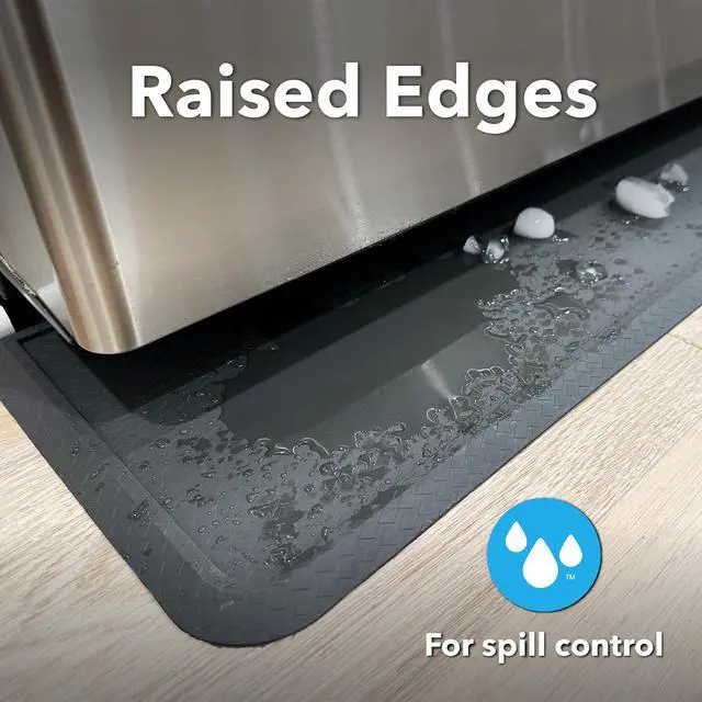 Alt view image 5 of 7 - Refrigerator Appliance Beverage Cooler Front Spill Catch Mat Heavy-Duty Rubber Drip Tray, 27" × 6 ½", Slate Grey