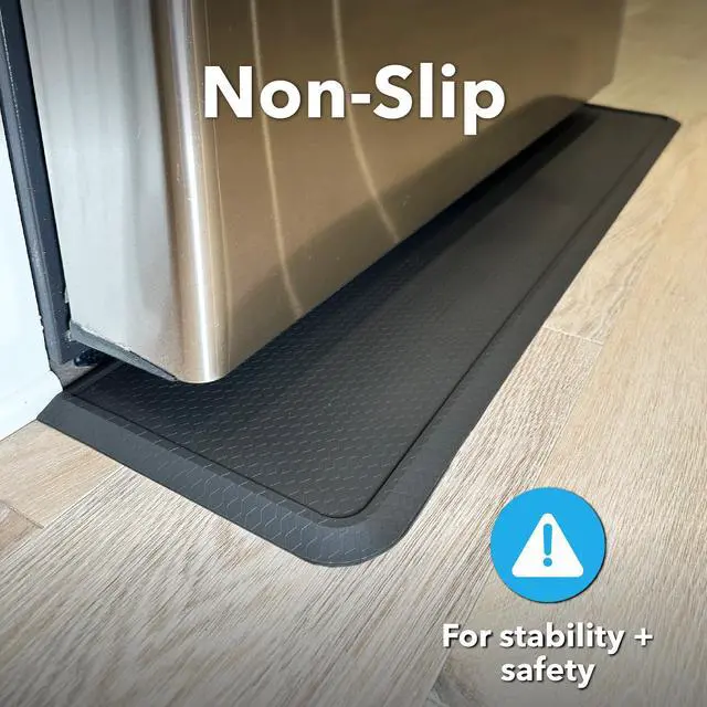 Alt view image 4 of 7 - Refrigerator Appliance Beverage Cooler Front Spill Catch Mat Heavy-Duty Rubber Drip Tray, 27" × 6 ½", Slate Grey