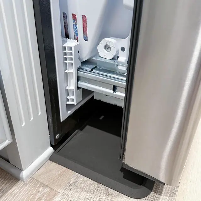 Alt view image 7 of 7 - Refrigerator and Appliance Spill Floor Liner Mat, Drip Tray and Leak Catcher Mat, 37" x 8" Modern Heavy Duty Rubber (Slate Grey, 37" 1/2 L x 8" 1/2 D)
