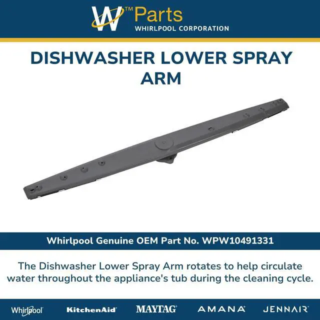 Alt view image 4 of 6 - Whirlpool WPW10491331 OEM Dishwasher Lower Wash Arm Assembly