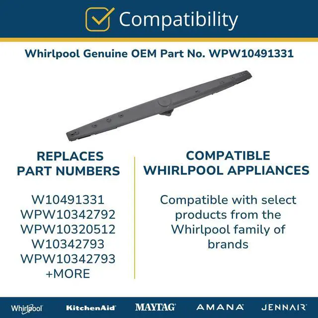Alt view image 5 of 6 - Whirlpool WPW10491331 OEM Dishwasher Lower Wash Arm Assembly
