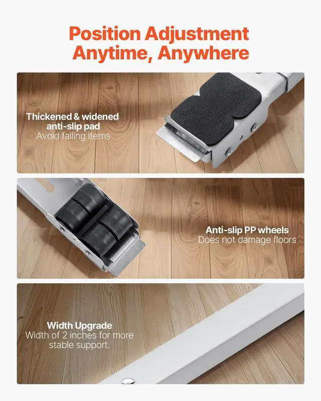 Alt view image 4 of 4 - Appliance Rollers Heavy Duty, Extendable Appliance Rollers Mobile Washing Machine Base, Mini Fridge Stand Moving Cart for Refrigerators, Dryers, Dishwashers, White