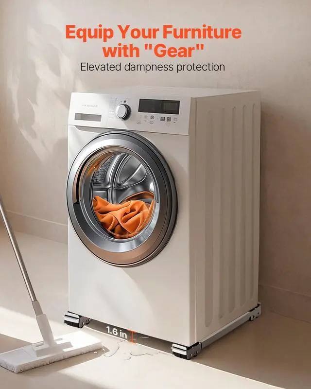Alt view image 3 of 4 - Appliance Rollers Heavy Duty, Extendable Appliance Rollers Mobile Washing Machine Base, Mini Fridge Stand Moving Cart for Refrigerators, Dryers, Dishwashers, White