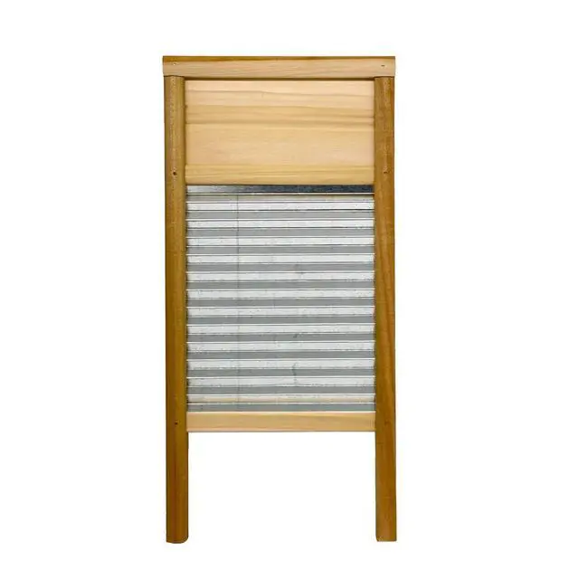 Alt view image 2 of 6 - Galvanized Steel Manual Washboard, Rub-A-Dub, Wavy, V Crimp, for Function, Decor, or Music, Small 18 in x 8.5 inches