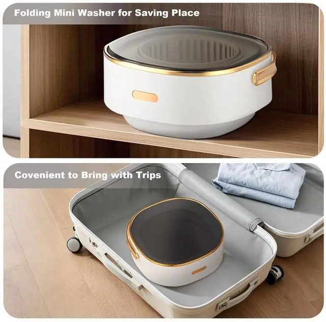 Alt view image 4 of 4 - 13L Mini Portable Washing Machine and Dryer, Folding Compact Small Washer Fully Automatic 3 Cleaning Modes Collapsible Camping Washer for RV Dorm Travel Hotel Laundry