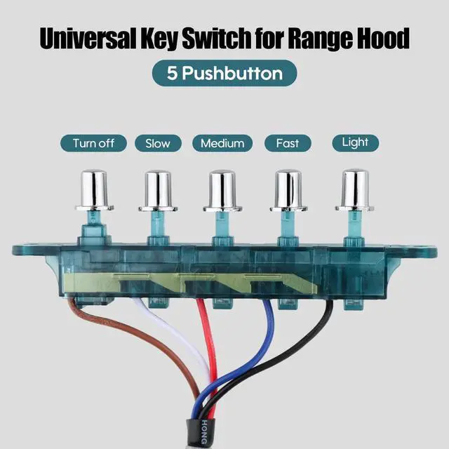 Alt view image 3 of 5 - Range Hood Switch,Range Hood Pushbutton Switch,5 Button for Parts,Key Board Switch for Kitchen appliances
