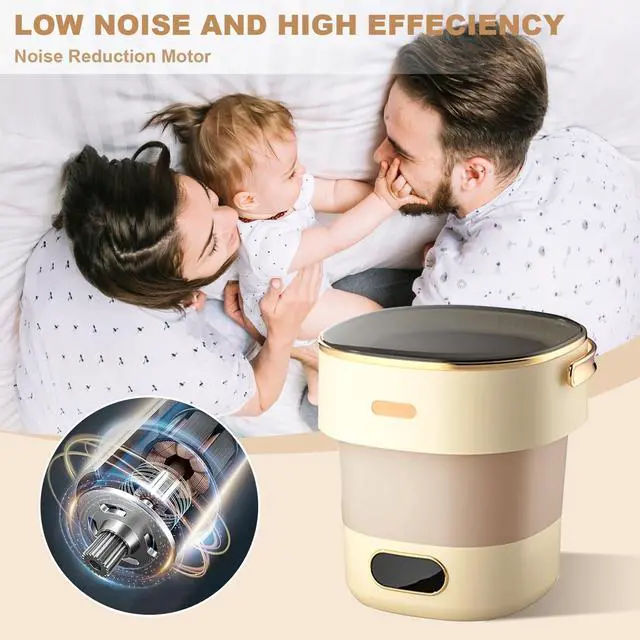 Alt view image 2 of 4 - 13L Mini Portable Washing Machine and Dryer, Folding Compact Small Washer Fully Automatic 3 Cleaning Modes Collapsible Camping Washer for RV Dorm Travel Hotel Laundry