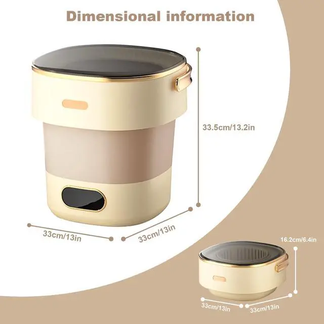 Alt view image 4 of 4 - 13L Mini Portable Washing Machine and Dryer, Folding Compact Small Washer Fully Automatic 3 Cleaning Modes Collapsible Camping Washer for RV Dorm Travel Hotel Laundry
