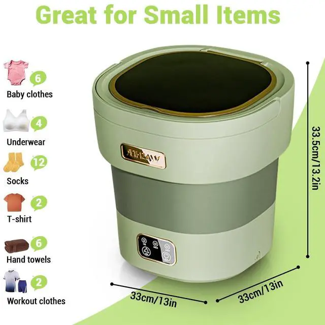 Alt view image 3 of 7 - 12L Mini Portable Washing Machine and Dryer, Folding Compact Small Washer Fully Automatic 3 Cleaning Modes Collapsible Camping Washer for RV Dorm Travel Hotel Laundry